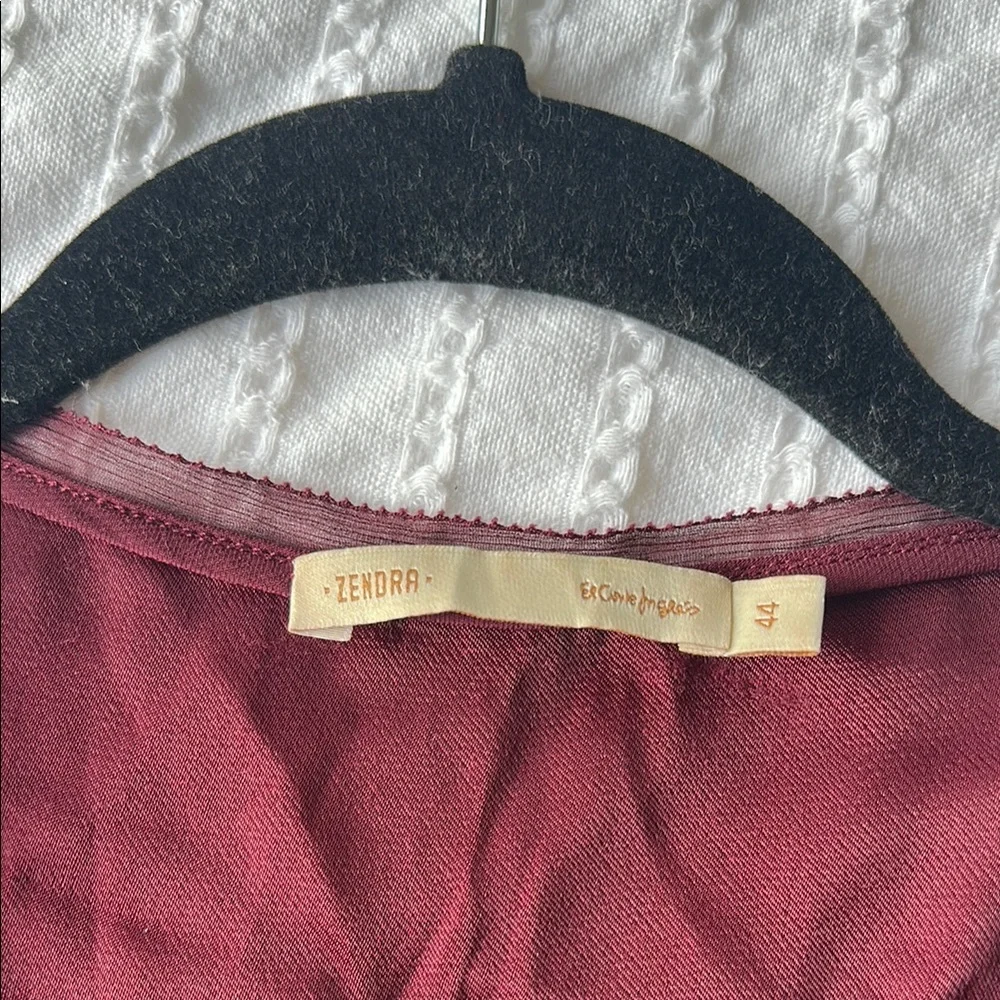 Red Wrap Blouse with Relaxed Fit - Picture 3 of 10